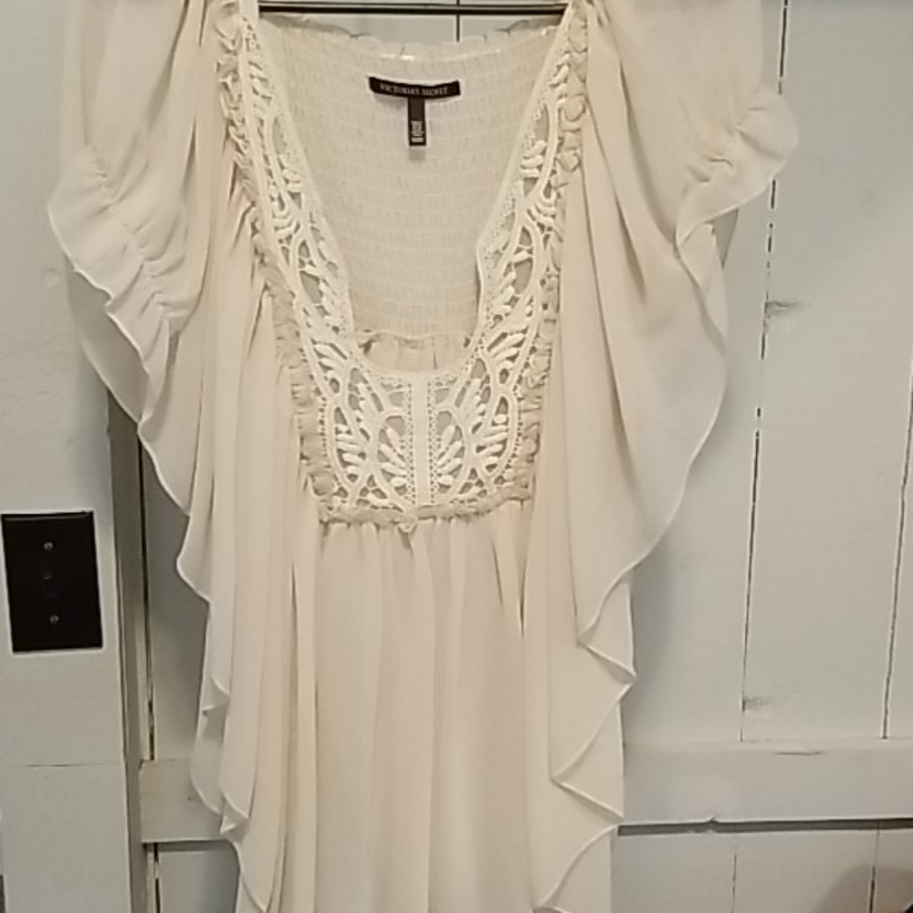 Victoria Secret Sheer off white blouse